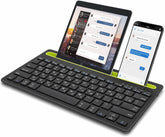 Rechargeable Dual Mode Tablet Keyboard Silent With Mobile Holder, Multi-Devices (BT1, BT2,BT3, 2.4Gh) -10m – IOS/Windows/Android For Smart TV, Tablet (Arabic/Eng. Key) | Black