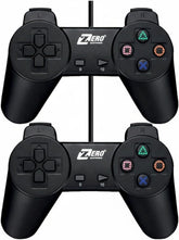 Dual USB Wired Gaming Controllers for PC & Laptop, Single Cable 2-Player, Black, 2 Pack with Single Cable Design,