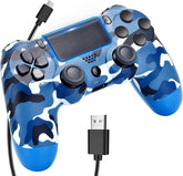 Wireless Controller for PS4,Replacement for Play 4 Remote with Dual Vibration Gamepad Joystick (Blue Camouflage)