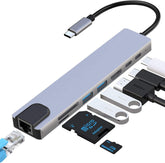 USB C Hub, Aluminum 8-in-1 Type C Hub with HDMI, RJ45 Ethernet,100W PD Charging, SD TF Card Reader, USB 3.0,USB 2.0, Type C Hub Compatible with MacBook Pro and More