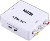 HDMI To AV Composite Video Adapter with Audio Support – Mini HD2AV 1080p Converter – USB Powered, Plug & Play – White