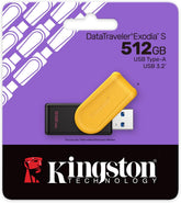 Kingston DataTraveler Exodia S USB Stick - 512GB - USB 3.2 Gen 1 - USB Type A - Black/Yellow - DTXS/512GB