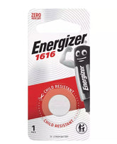Energizer CR1616 3V lithium coin battery, suitable for key fobs, watches, calculators, and small electronic devices