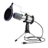 Condenser Microphone - Omnidirectional Podcast Microphone for PC - Plug & Play USB Computer Microphone for Streaming & Music Recording Equipment - Studio Microphone w/Shock Mount, Stand & PopFilter