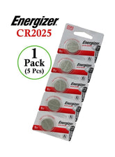 CR2025 Lithium 3V Coin Cell Battery pack of 5, silver, suitable for watches, remotes, and small electronic devices.