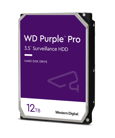 Purple Pro 12TB 3.5" SATA III 6Gb/s Surveillance HDD – 7200RPM, 512MB Cache, CMR Technology, High Workload 550TB/Y, AI-Optimized AllFrame, Multi-Bay Compatible, 2M-Hour MTBF, 24/7 Heavy-Duty Storage – WD122PURP 12 TB