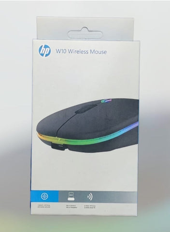 W10 Wireless Rechargeable Mouse – Ergonomic, Silent Click, Black