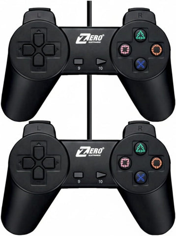 Dual USB Wired Gaming Controllers for PC & Laptop, Single Cable 2-Player, Black, 2 Pack with Single Cable Design,