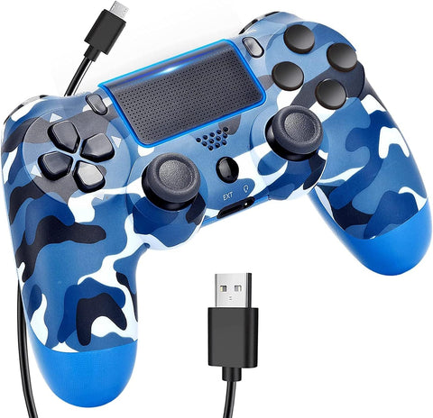 Wireless Controller for PS4,Replacement for Play 4 Remote with Dual Vibration Gamepad Joystick (Blue Camouflage)
