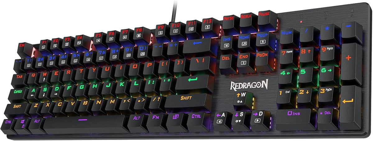 Redragon K608 Valheim Mechanical Gaming Keyboard, Tactile Brown Switch, 104 Keys, LED Rainbow Backlit, Wired, Full-Key Rollover, Ergonomic, for Office and Gaming, US QWERTY