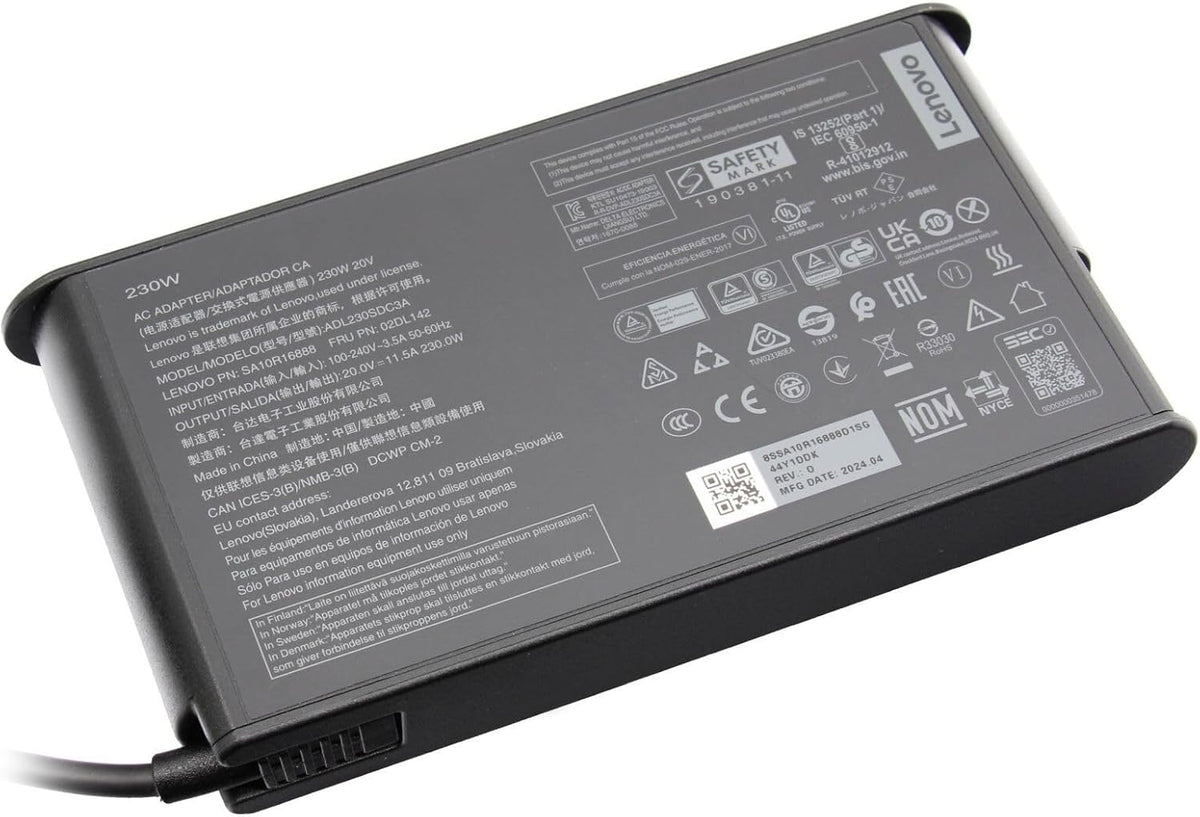 Lenovo 02DL143 AC Adapter 230 Watt Small New for Legion 5-15ACH6H (82JU),15ARH05H (82B1),15IMH05H (81Y6/(82CF), 17ACH6H,