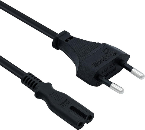 1 Meter 2 Pin Euro Plug C7 to Figure of 8 Power Cable for Samsung Philips LG Sony TV, PS4, PS3, Computer Monitors, Printers (1 Black)