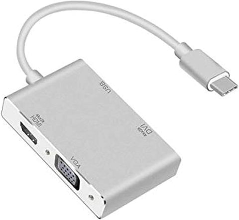 USB C to HDMI VGA Adapter + USB3, 4 in 1 USB Type C to VGA HDMI + USB 3 Splitter Converter Adapter 4K*2K