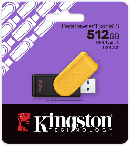 Kingston DataTraveler Exodia S USB Stick - 512GB - USB 3.2 Gen 1 - USB Type A - Black/Yellow - DTXS/512GB