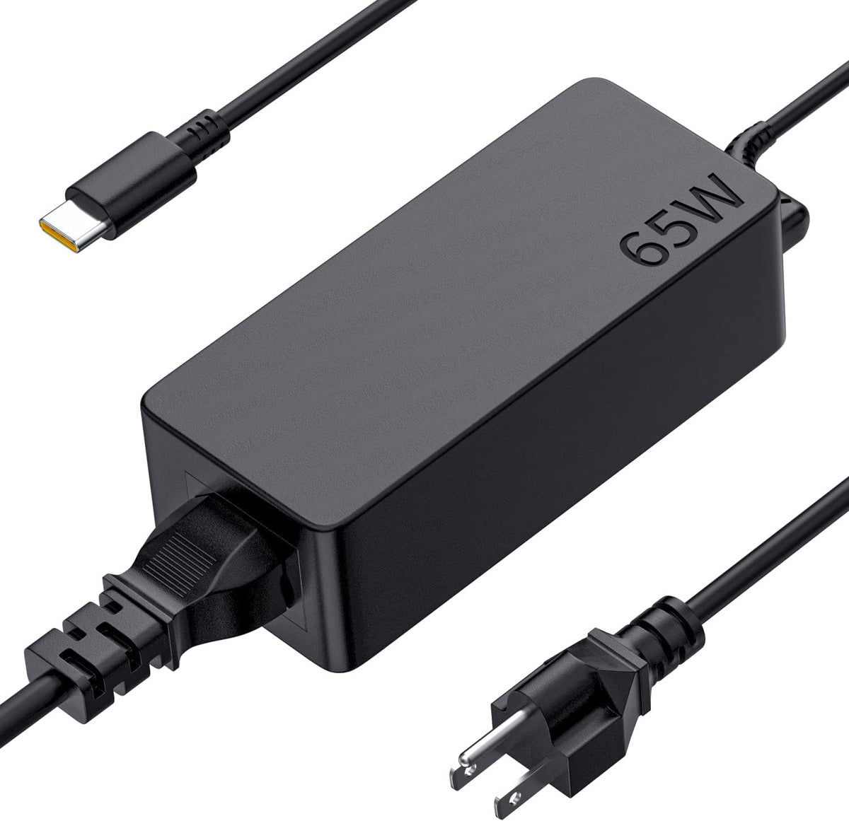ThinkPad Laptop Charger 65W USB Type-C AC Power Adapter for X1 Carbon 2017 2018,T580 E580 X280 E485 A485 T480S,Yoga 920 720 730 L380,New S1 S2 2018, L480 L580,ADLX65YDC2A Black