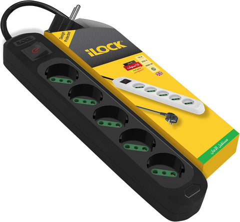 ILOCK power strip, 5 outlets with switch, 3500W (Black, 3 m)