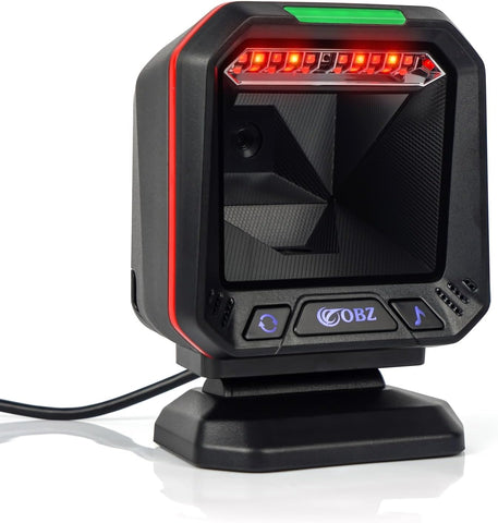 1D 2D Hands-Free Barcode Scanner, Omnidirectional USB Desktop Barcode Reader 2D QR Automatic Sensing Barcode Scanner, Wired Bar Code Reader Screen Scanning for Supermarket Library Warehouse POS PC