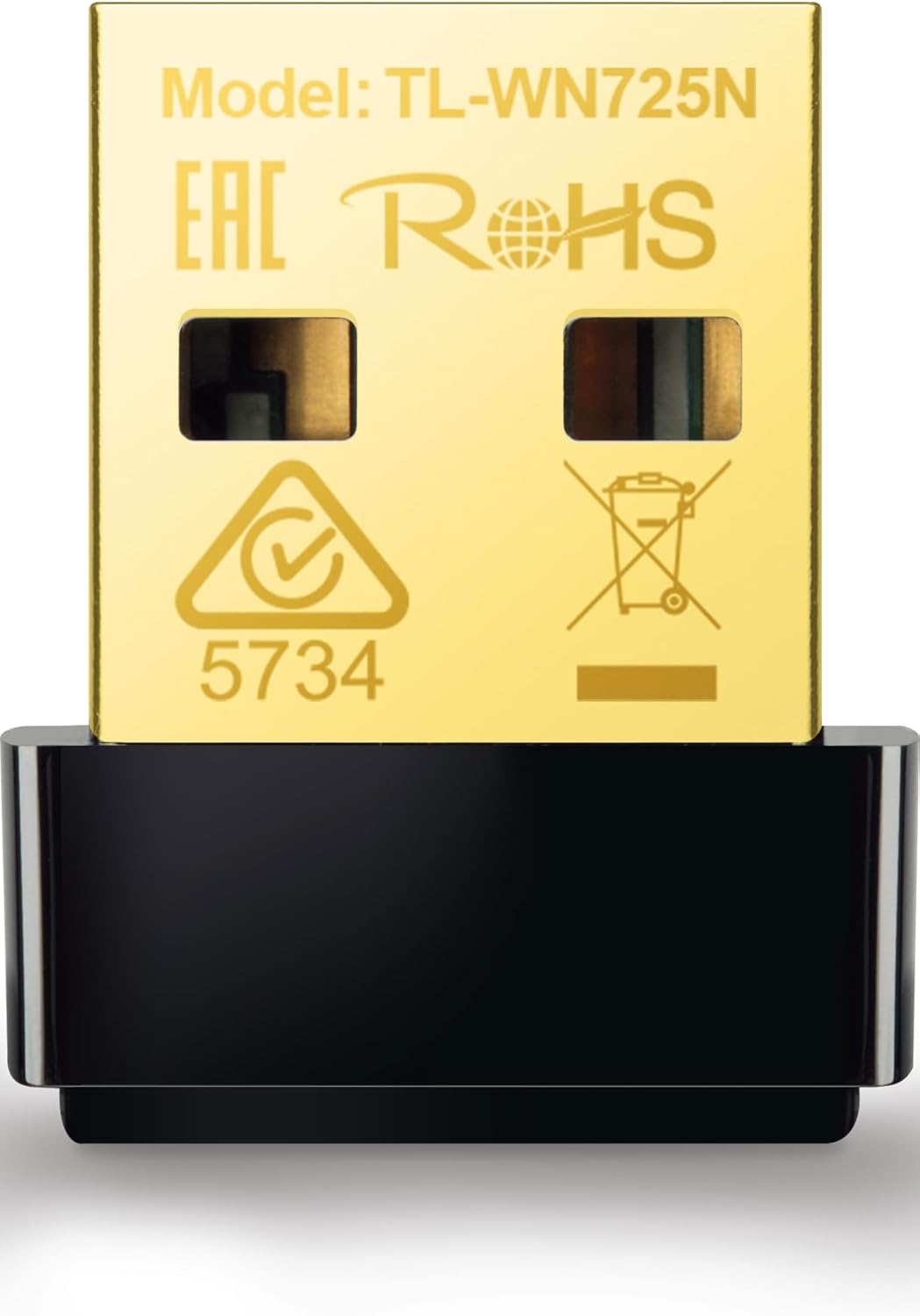 TL-WN725N N150 USB Wireless WiFi Network Nano Size Adapter for PC/Laptop, WiFi Dongle, Compatible with Windows 10/8.1/8/7/XP, Mac OS X, Linux Black/Gold