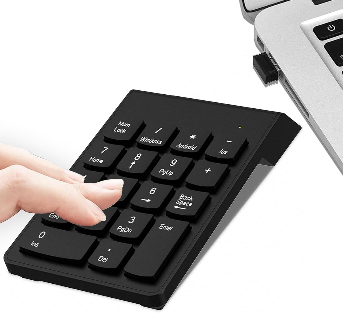 Number Pad Wireless Numeric Keypad Numpad 18 Keys with a 2.4GHz USB Receiver ,Portable and Upgraded 10-Key Financial Accounting Numeric Pad for Surface Pro/laptops/desktops/PC
