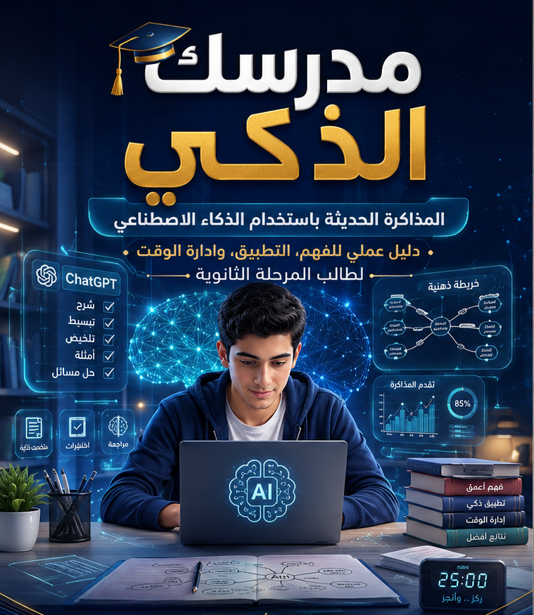 مدرسك الذكي | دليل المذاكرة الذكية وتطبيقات الذكاء الاصطناعي للطلاب