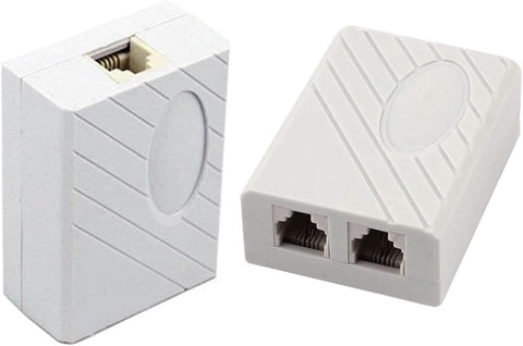 ADSL Landline Phone Modem Splitter - RJ 11 Female Plug to Dual Female Jack Adapter - (1 Pack)