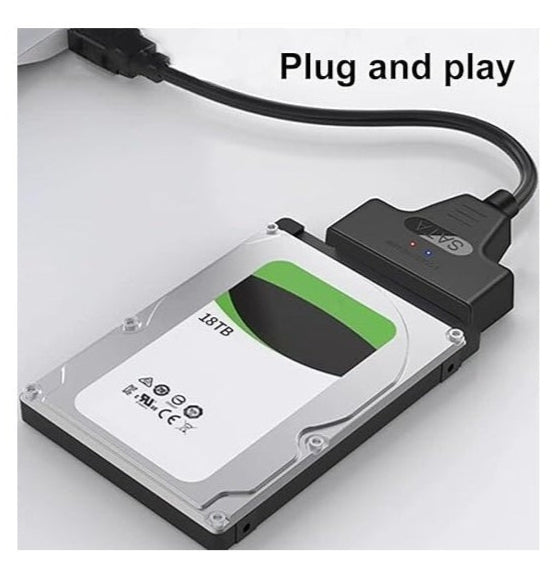 USB 3.0 to SATA (7+15 Pin) 22-Pin Adapter for 2.5" SSD/HDD – Up to 6Gbps, Supports 4TB