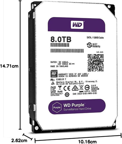Surveillance Hard Disk Drive Silver/Purple  8TB