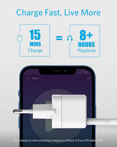 Anker PowerPort III 20W USB-C Power Supply Charging Cube Quick Charging Option, Compatible with iPhone 15/14/13/12 Series, Galaxy, Pixel 4/3, iPad/iPad Mini, White,18 Month Warranty