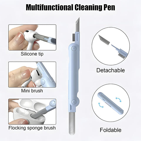7 in 1 Electronic Cleaner Kit, Keyboard Cleaner Kit with Brush, 3 in 1 Cleaning Pen for Airpods Pro, Multifunctional Cleaning Kit for Earphone, Keyboard, Laptop, Phone, PC Monitor(blue)