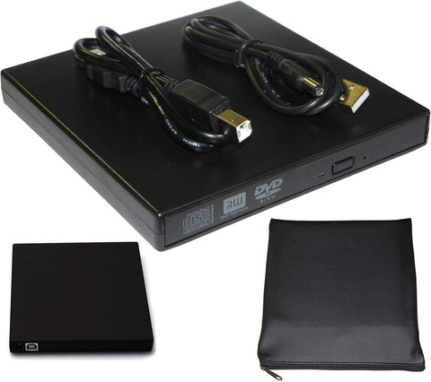 USB 2.0 Slim Portable External CD-RW Drive DVD-RW Burner Writer Player for Laptop Notebook PC Desktop, Black