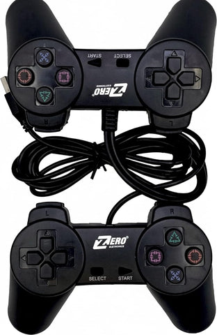 Dual USB Wired Gaming Controllers for PC & Laptop, Single Cable 2-Player, Black, 2 Pack with Single Cable Design,