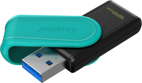 Kingston DataTraveler Exodia S USB Stick - 128GB - USB 3.2 Gen 1 - USB Type A - Black/Turquoise - DTXS/128GB