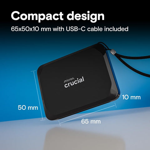 Crucial X9 1TB External SSD Hard Drive, up to 1050MB/s, Compatible with PC, Mac, PlayStation and Xbox, USB-C 3.2, Portable SSD 1 TB