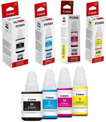 490 Ink Tank Cartridge 4 Color Set Black, Cyan, Yellow & Magenta