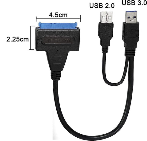 Zonic Z1096 USB 3.0 SATA (7+15pin) 22Pin to USB Adapter Up to 6 Gbps Support 2.5 Inches External SSD HDD Hard Drive 22 Pin Sata III Data support 4tb - Black