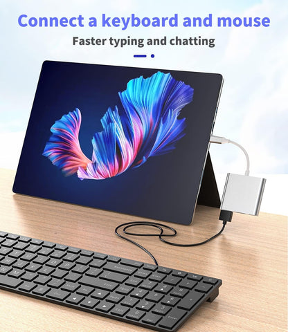 USB C to HDMI+Type-C+USB-A Adapter(3in1)OTG Cable Accessorie TV Digital AV Port Converter Projector Monitor Sync Screen Thunderbolt Charger Splitter 3.0 Mouse Port Adaptador Cord for Samsung Google LG