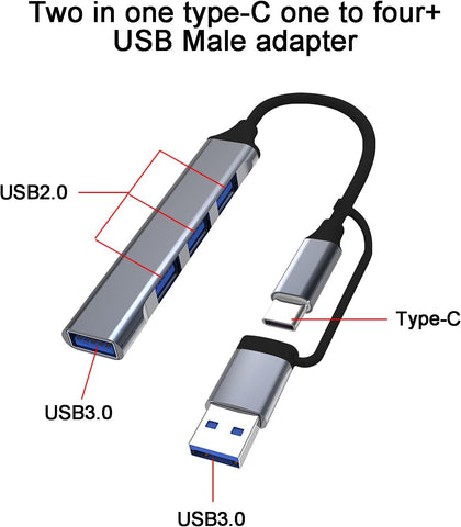 USB-C Hub, USB 3.0 Hub 4 Ports Data Hub Ultra Slim Multiport USB 3.0 5Gbps High Speed Compatible with Matebook PC Type-C Tablet, Surface Pro, Notebook PC, USB Flash Drives etc.