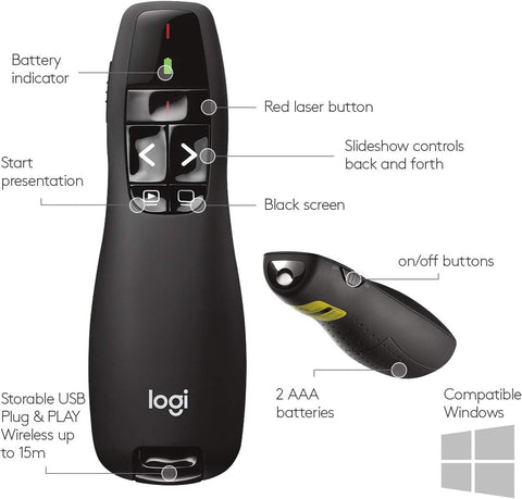 R400 Wireless Laser Presentation Remote Black