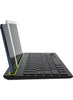 Rechargeable Dual Mode Tablet Keyboard Silent With Mobile Holder, Multi-Devices (BT1, BT2,BT3, 2.4Gh) -10m – IOS/Windows/Android For Smart TV, Tablet (Arabic/Eng. Key) | Black