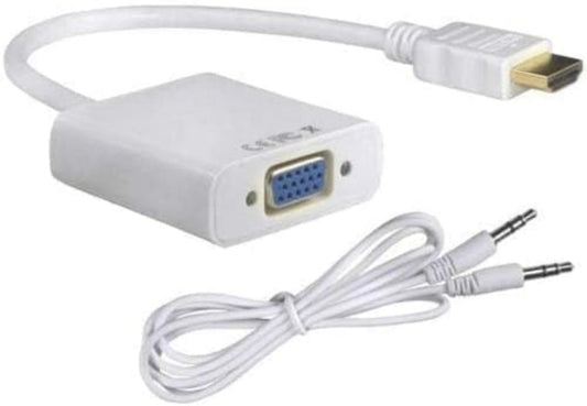 1080P HDMI Male To VGA Female Video Converter Adapter Cable With Audio For Pc Dvd Hdtv White