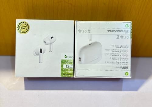 AirPods Pro 2 Plus Bluetooth Headset with Active Noise Cancelling Wireless Charging Case (White, True Wireless) in Ear