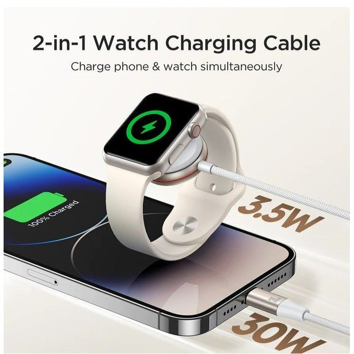 JOYROOM S-IW012 2-in-1 IP Watch Magnetic Charger + 30W Fast Charging Cable (USB-C) 1.5m - White