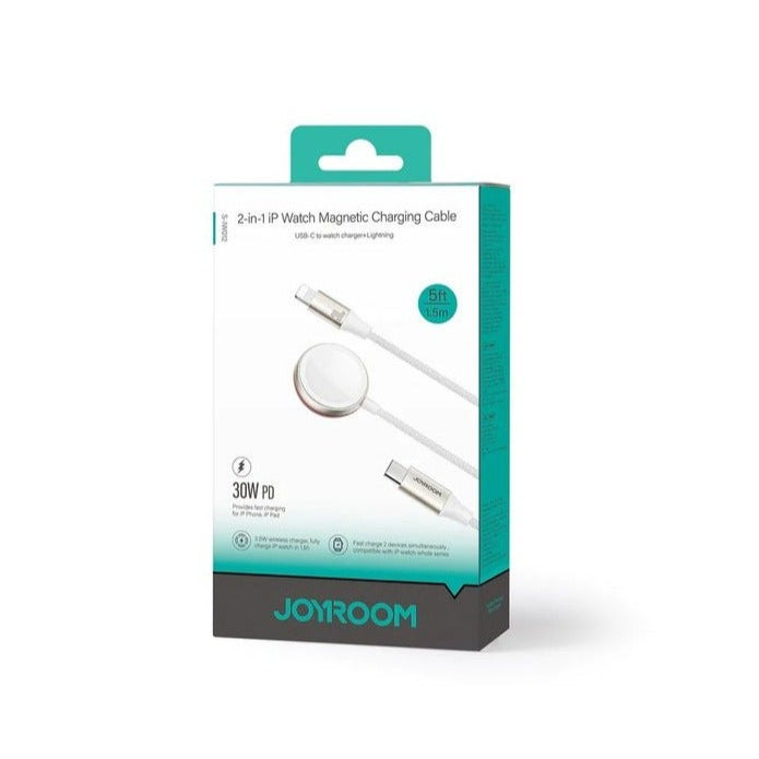 JOYROOM S-IW012 2-in-1 IP Watch Magnetic Charger + 30W Fast Charging Cable (USB-C) 1.5m - White