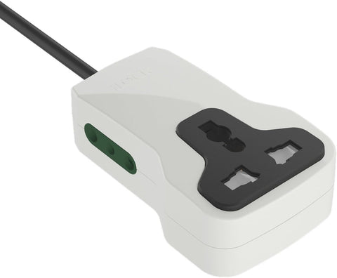 iLOCK Mini Power Strip – 3 Outlets | 2 Schuko + 1 Universal Socket (White, 3M)