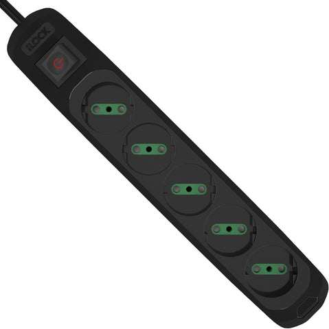 ILOCK power strip, 5 outlets with switch, 3500W (Black, 3 m)