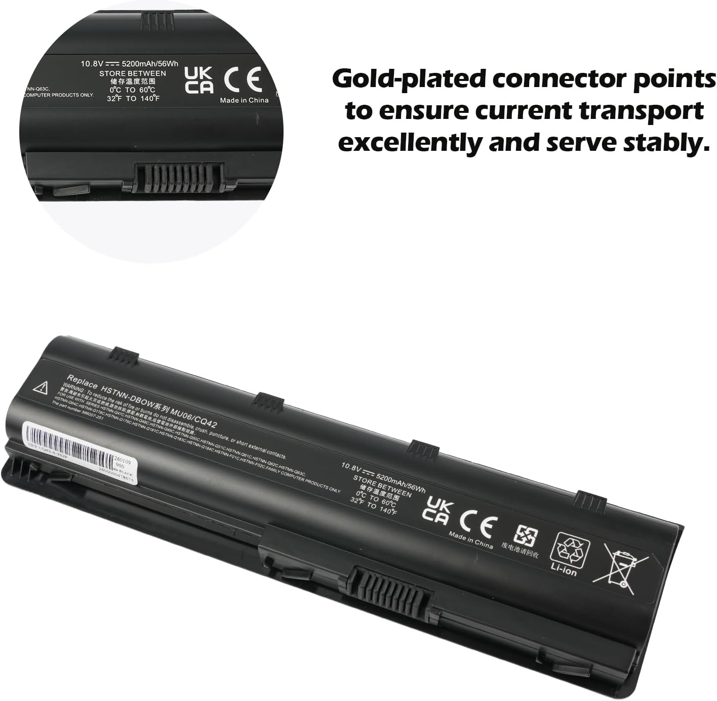 MU06 MU09 Laptop Battery for HP G62 G42 586028-341 588178-141 WD548AA WD549AA 593562-001 CQ58 Pavillon DV6 DV7 G62 G72 G6 G7 DM4 HSTNN-LB0W HSTNN-LB0W 【10.8V/5200mAh】
