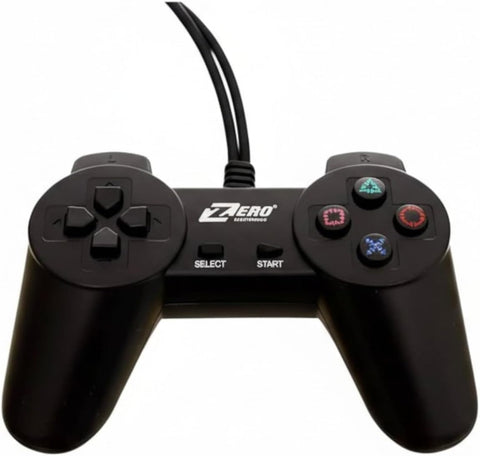 Dual USB Wired Gaming Controllers for PC & Laptop, Single Cable 2-Player, Black, 2 Pack with Single Cable Design,