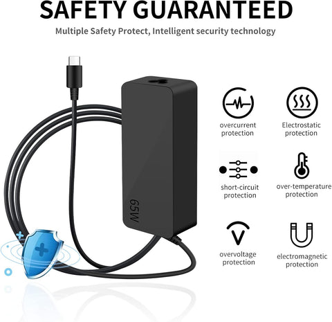 65W USB C Power Supply PD Charge Laptop Charger Cable Type C Adapter for Lenovo ThinkPad Huawei Matebook Pro Air HP Spectre Asus Acer Dell XPS Xiaomi Air Type C 65 Watt PC Quick Charge
