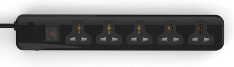 iLOCK power strip 5 universal outlets with overload switch (black)