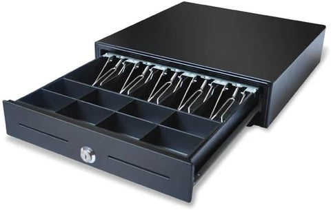 Cash Drawer with 5 Bills & 8 Removable Coins Tray | Auto-Open Cash Box with Key | Electronic Cash Register Secure Locking Mechanism for Retail, Restaurants & POS Environments | 41.5x41x10cm